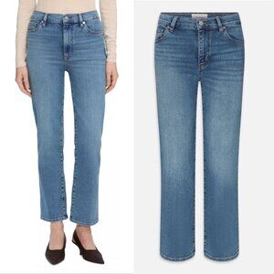 FRAME Le Sleek Straight High Rise JEANS Size 29 Flip Blue Stretch NEW $278